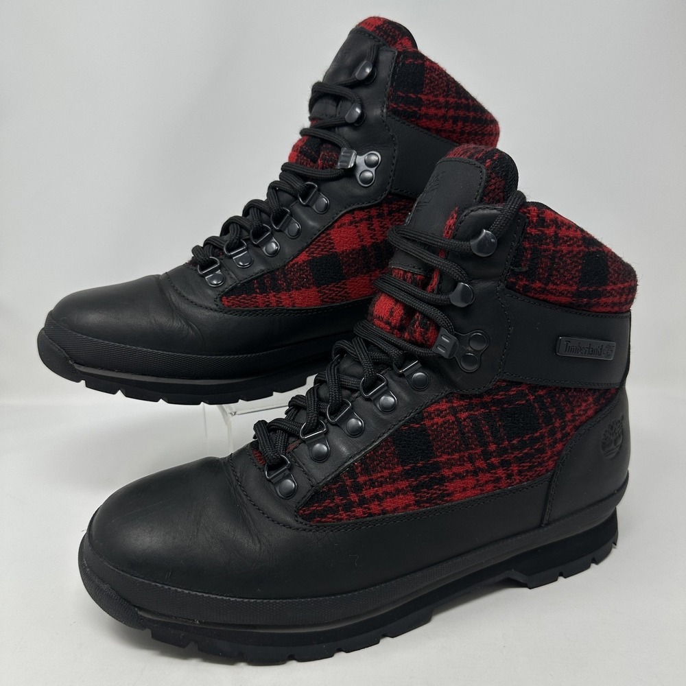 Timberland‎ Woolrich Wool Buffalo Plaid Euro Hiker Boots Mens Size 9 Leather